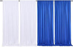 Royal Blue and White Party Backdrop Curtains 10x10 Feet, 4 Panels Wrinkle-Free Polyester Drapes for Wedding