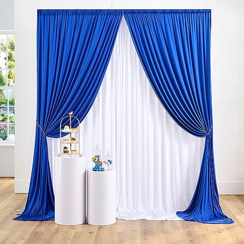 Royal Blue and White Party Backdrop Curtains 10x10 Feet, 4 Panels Wrinkle-Free Polyester Drapes for Wedding, alternate view 2