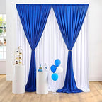 Royal Blue and White Party Backdrop Curtains 10x10 Feet, 4 Panels Wrinkle-Free Polyester Drapes for Wedding, alternate view 4