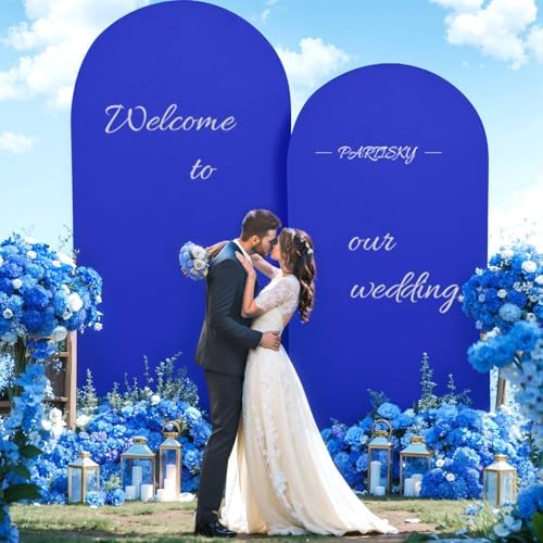 Royal Blue Arch Backdrop Cover 6.6FT Spandex Fitted Wedding Arch Stand Covers Round Top Chiara Arch Covers, alternate view 5