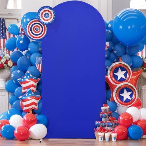 Royal Blue Arch Cover 6FT Spandex Fitted Wedding Arch Stand Covers Round Top Chiara Stretchy Backdrop Cover for, alternate