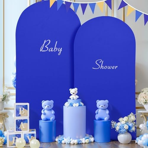 Royal Blue Arch Cover 6FT Spandex Fitted Wedding Arch Stand Covers Round Top Chiara Stretchy Backdrop Cover for, alternate