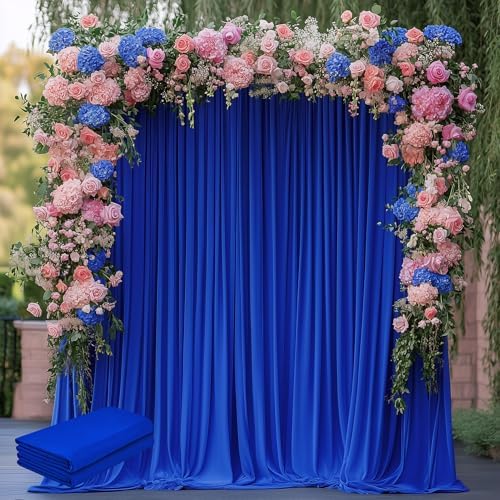 Royal Blue Backdrop Curtain Drapes for Parties, 2Pack 10x8FT in (2 Pack)10FTx8FT in Royal Blue