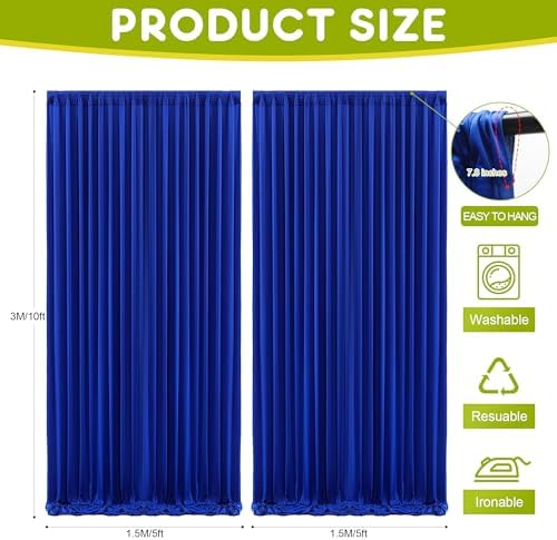 Royal Blue Backdrop Curtain for Parties Backdrop Drapes 10x10FT in 10FTx10FT in Royal Blue, alternate view 2