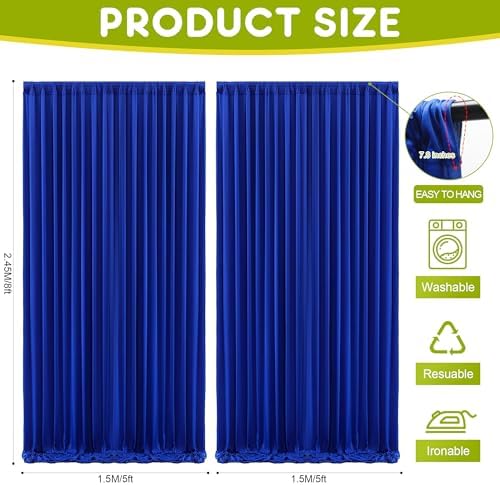 Royal Blue Backdrop Curtain for Parties Backdrop Drapes 10x8FT in 10FTx8FT in Royal Blue, alternate view 2