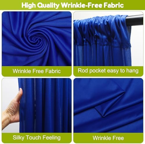 Royal Blue Backdrop Curtain for Parties Backdrop Drapes 10x8FT in 10FTx8FT in Royal Blue, alternate view 3
