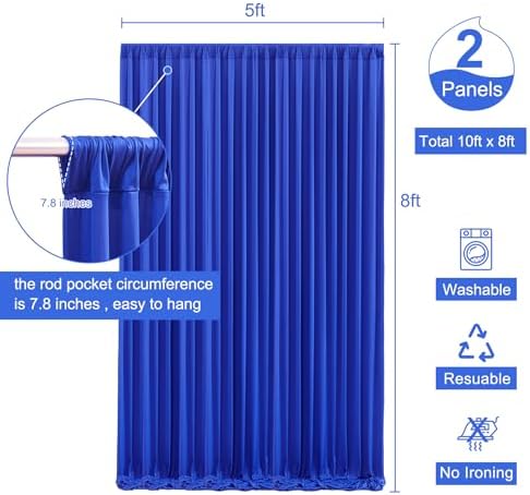 Royal Blue Backdrop Curtain for Parties Wrinkle Free Blue Photo Curtains Backdrop Drapes Fabric Decoration for, alternate