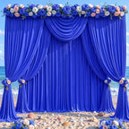 Royal Blue Backdrop Curtains 24 x 10 ft for Photo Background Wrinkle-Free in W4' x H10'(6 panels) in Royal Blue