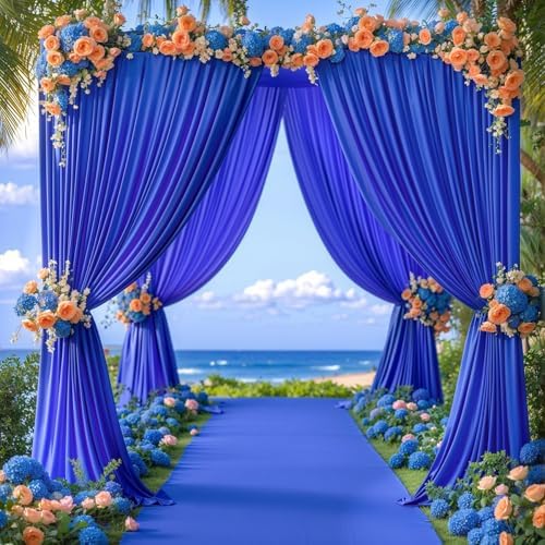 Royal Blue Backdrop Curtains 32 x 10 ft for Photo Background Wrinkle-Free in W4' x H10'(8 panels) in Royal Blue, alternate