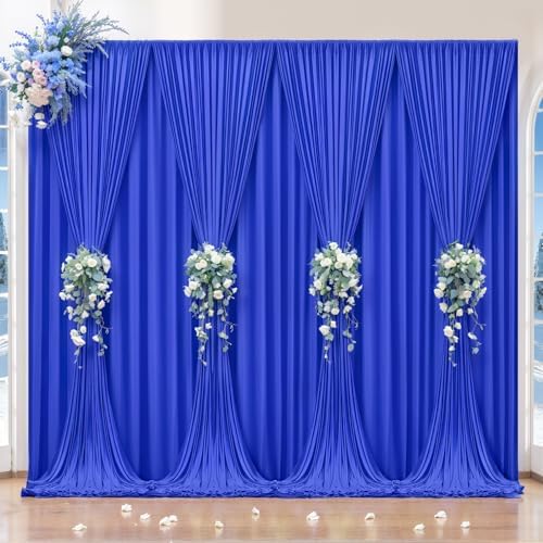 Royal Blue Backdrop Curtains 32 x 10 ft for Photo Background Wrinkle-Free in W4' x H10'(8 panels) in Royal Blue, alternate