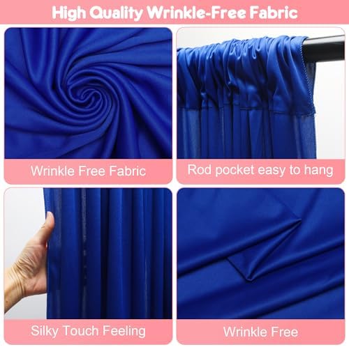 Royal Blue Backdrop Curtains Drapes for Party Wedding 5x8FT 2 Panel in 5'(W) x 8'(H), 2 panels in Royal Blue, alternate view