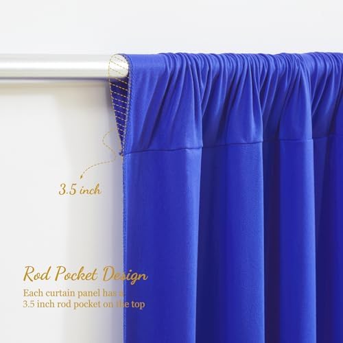 Royal Blue Backdrop Curtains for Wedding Parties, 2 Panels Wrinkle Free Polyester Photo Back Drop Drapes Cloth, alternate