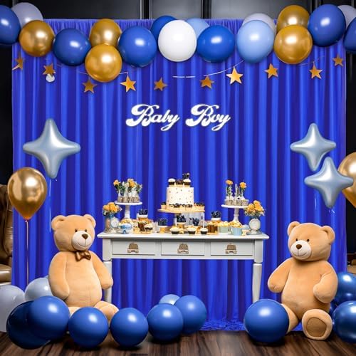 Royal Blue Backdrop Curtains for Wedding Parties, 2 Panels Wrinkle Free Polyester Photo Back Drop Drapes Cloth, alternate