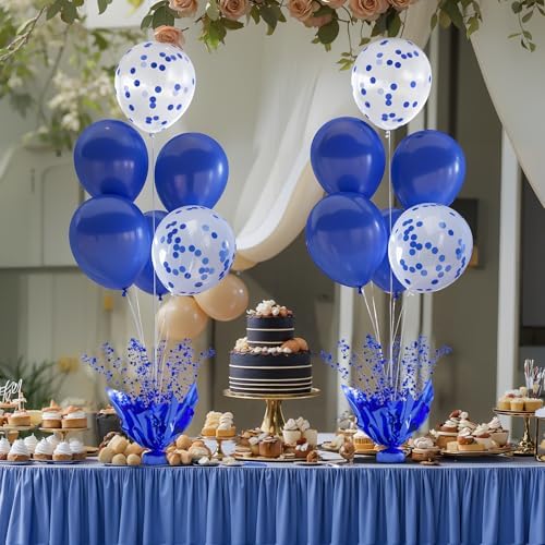 Royal Blue Balloon Table Centerpiece Kit, 4 Set Blue Balloon Stands for Tables with Metallic Star Centerpieces, alternate