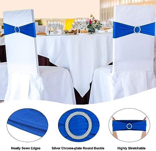 Royal Blue Chair Sashes 100 Pack Spandex Stretch Chair Band Sashes with Buckles for Folding Chairs Wedding Party, alternate