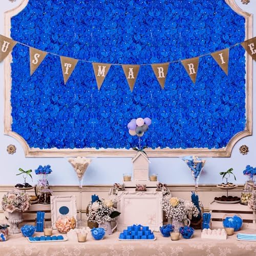 Royal Blue Flower Wall Panel Backdrops, 6 Pcs, 24 x 16 Inch in 24 x 16 Inch, alternate view 2