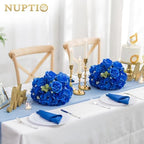 Royal Blue Flowers for Centerpieces: 10 Pcs 11.8 inch Diam Artificial Flower Balls for Centerpieces - Fake, alternate view 2