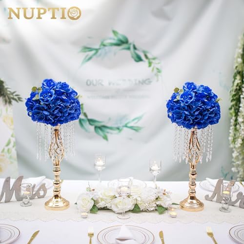 Royal Blue Flowers for Centerpieces: 10 Pcs 11.8 inch Diam Artificial Flower Balls for Centerpieces - Fake, alternate view 7