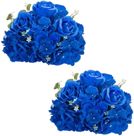 Royal Blue Flowers for Centerpieces: 2 Pcs 11.8 inch Diam Artificial Flower Balls for Centerpieces - Fake Flower