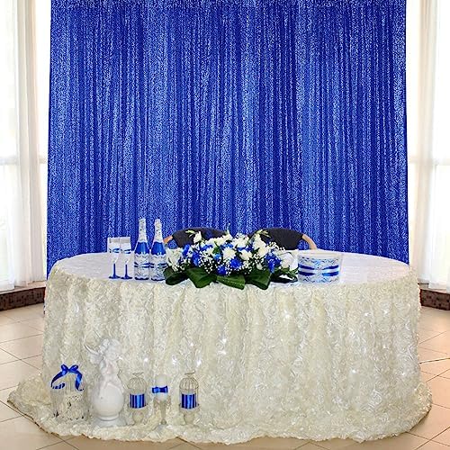 Royal Blue Sequin Backdrop Curtain 3 Panels 2FTx8FT Glitter Royal Blue Background Drapes Sparkle Photography, alternate view
