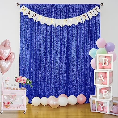 Royal Blue Sequin Backdrop Curtain 4FTx8FT Glitter Royal Blue Background Drapes Sparkle Photography Backdrop for, alternate