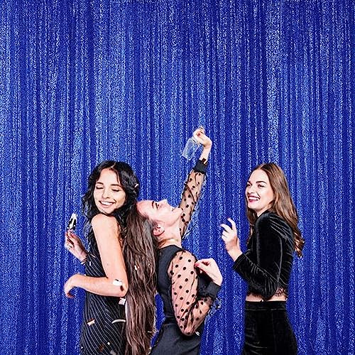 Royal Blue Sequin Backdrop Curtain 4FTx8FT Glitter Royal Blue Background Drapes Sparkle Photography Backdrop for, alternate