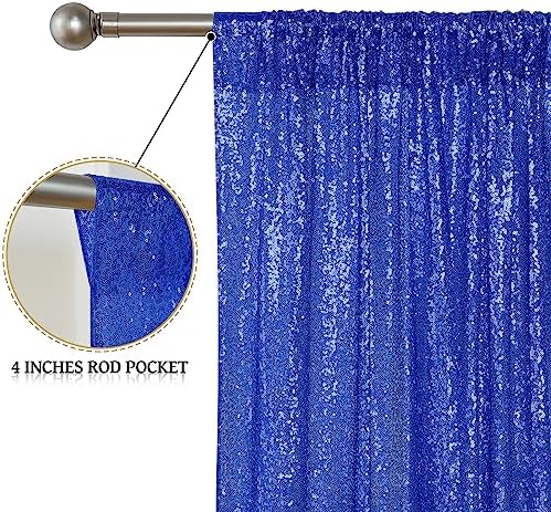 Royal Blue Sequin Backdrop Curtain 4FTx8FT Glitter Royal Blue Background Drapes Sparkle Photography Backdrop for, alternate