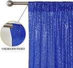 Royal Blue Sequin Backdrop Curtain 6 Panels 2FTx8FT Glitter Royal Blue Background Drapes Sparkle Photography, alternate view