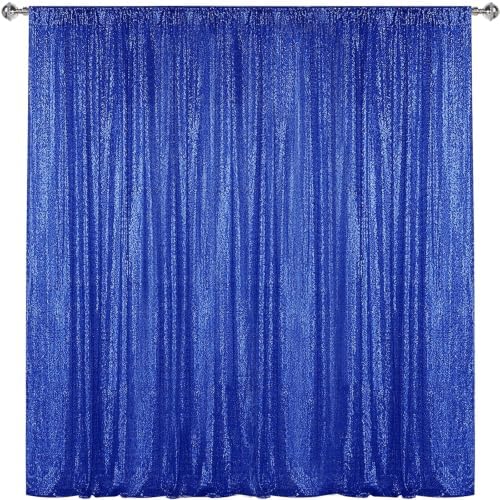 Royal Blue Sequin Backdrop Curtain 7FTx7FT Glitter Royal Blue Background Drapes Sparkle Photography Backdrop for