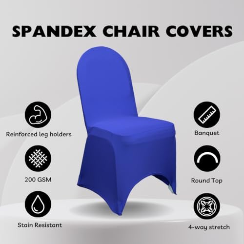 Royal Blue Stretch Spandex Banquet Chair Cover - Wedding Slip Covers Premium Quality Cover in Royal Blue, alternate view 3