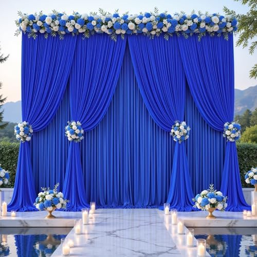 Royal Blue Tulle Backdrop Curtain for Parties Wedding,20ft x 10ft Wrinkle Free Curtain Backdrop,2 Layer Drapes, alternate