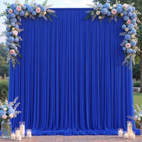 Royal Blue Tulle Backdrop Curtain for Parties Wedding,5ft x 10ft Wrinkle Free Curtain Backdrop,2 Layer Drapes, alternate view