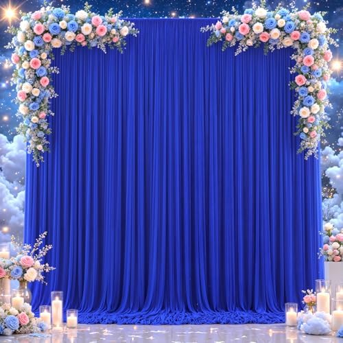 Royal Blue Tulle Backdrop Curtain for Parties Wedding,5ft x 10ft Wrinkle Free Curtain Backdrop,2 Layer Drapes, alternate view