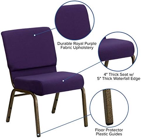 Royal Purple Fabric 21" W Stacking Church Chair, alternate view 4