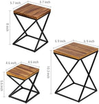 Rustic Burnt Solid Wood Square Pizza Riser Display Rack with Twisting Black Metal Legs, Nesting Dessert Cupcake, alternate