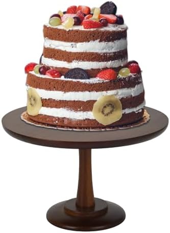 Rustic Cake Stand, 10 Inch Wood Cake Stand Set Wooden Round Cupcake Stand for Wedding Birthday Party Decor