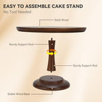 Rustic Cake Stand, 10 Inch Wood Cake Stand Set Wooden Round Cupcake Stand for Wedding Birthday Party Decor, alternate view 4