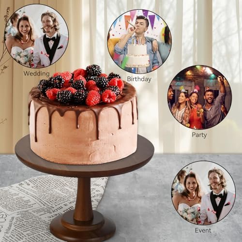 Rustic Cake Stand, 10 Inch Wood Cake Stand Set Wooden Round Cupcake Stand for Wedding Birthday Party Decor, alternate view 6