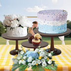 Rustic Cake Stand, 12 Inch Wood Cake Stand Set Wooden Round Cupcake Stand for Wedding Birthday Party Decor, alternate view 2