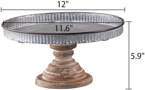 Rustic Cake Stand, Galvanized Metal Cupcake Stand, 12×5.9 Inches in 12×5.9 Inches in Silver, alternate view 2