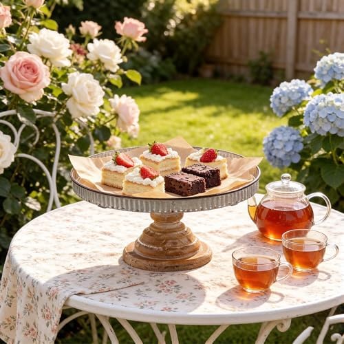 Rustic Cake Stand, Galvanized Metal Cupcake Stand, 12×5.9 Inches in 12×5.9 Inches in Silver, alternate view 3