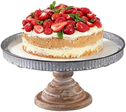 Rustic Cake Stand, Galvanized Metal Cupcake Stand, 12×5.9 Inches in 12×5.9 Inches in Silver, alternate view 4