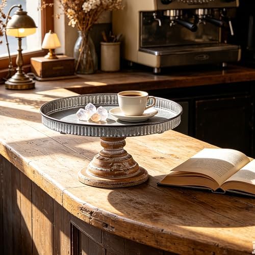 Rustic Cake Stand, Galvanized Metal Cupcake Stand, 12×5.9 Inches in 12×5.9 Inches in Silver, alternate view 6
