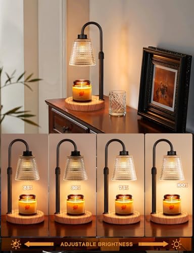 Rustic Candle Warmer Lamp with Timer, Dimmable Candle Warmer for Jar Candles, Height Adjustable Wax Melts, alternate view 2