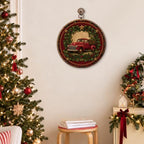 Rustic Christmas Red Truck Round Framed Wall Art 10"x10", alternate view 5