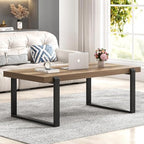 Rustic Coffee Table, Modern Wood and Metal Industrial Center Table for Living Room, 47 Inch Oak, alternate view 3