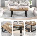 Rustic Coffee Table, Modern Wood and Metal Industrial Center Table for Living Room, 47 Inch Oak, alternate view 5