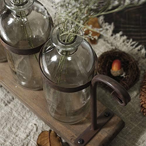 Rustic Flower Vase Set with Rack Stand Farmhouse Glass Bottles for Decor Table centerpieces in 3 Vase Type B, alternate view