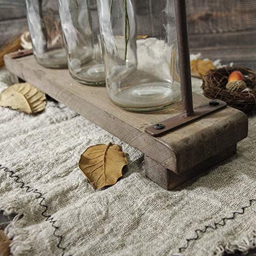 Rustic Flower Vase Set with Rack Stand Farmhouse Glass Bottles for Decor Table centerpieces in 3 Vase Type B, alternate view