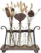 Rustic Flower Vase Set with Rack Stand Farmhouse Glass Bottles for Decor Table centerpieces in 3 Vase Type B, alternate view